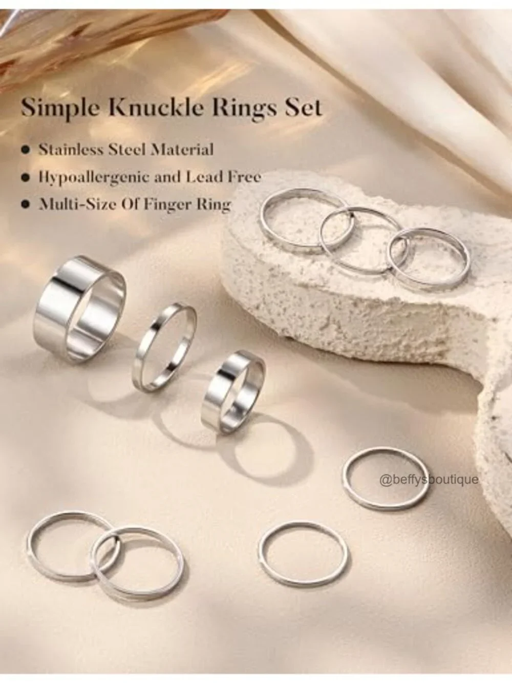 Non Tarnish Stainless Steel Stacking Rings Set - Dainty Gold Band, Midi Pinky